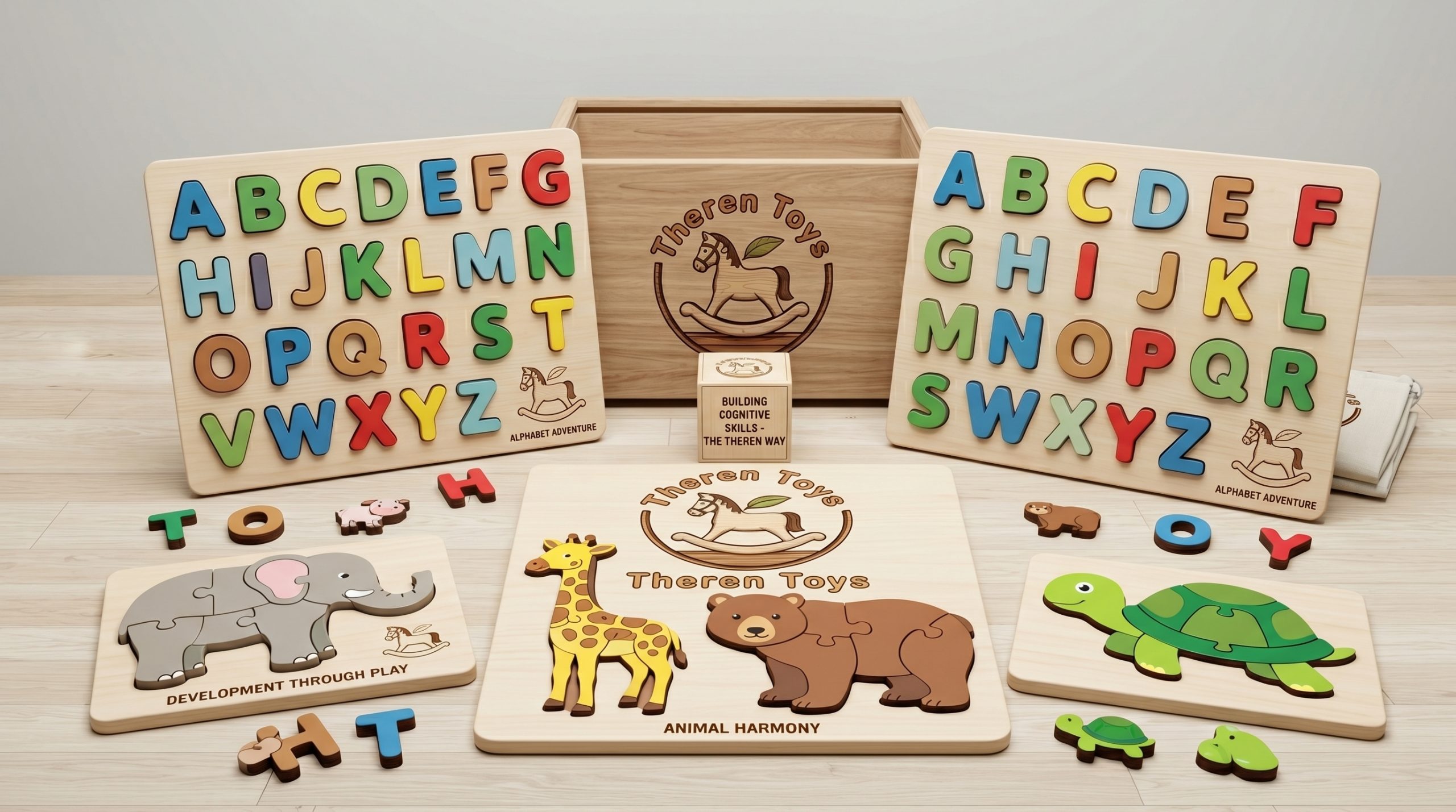 Eğitici doğal ahşap puzzle oyuncak